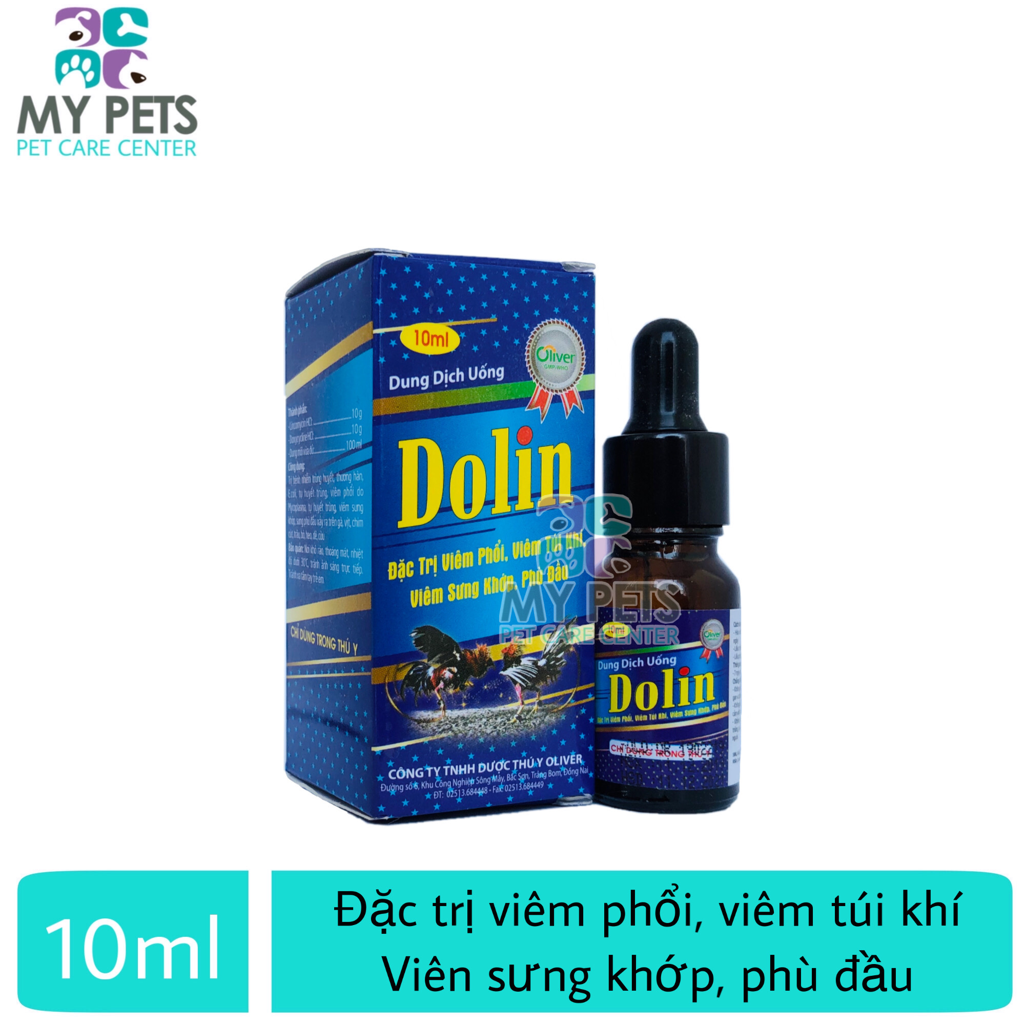 Thuốc trị viêm phổi viêm túi khí viêm khớp cho gà đá - Oliver Dolin 10ml