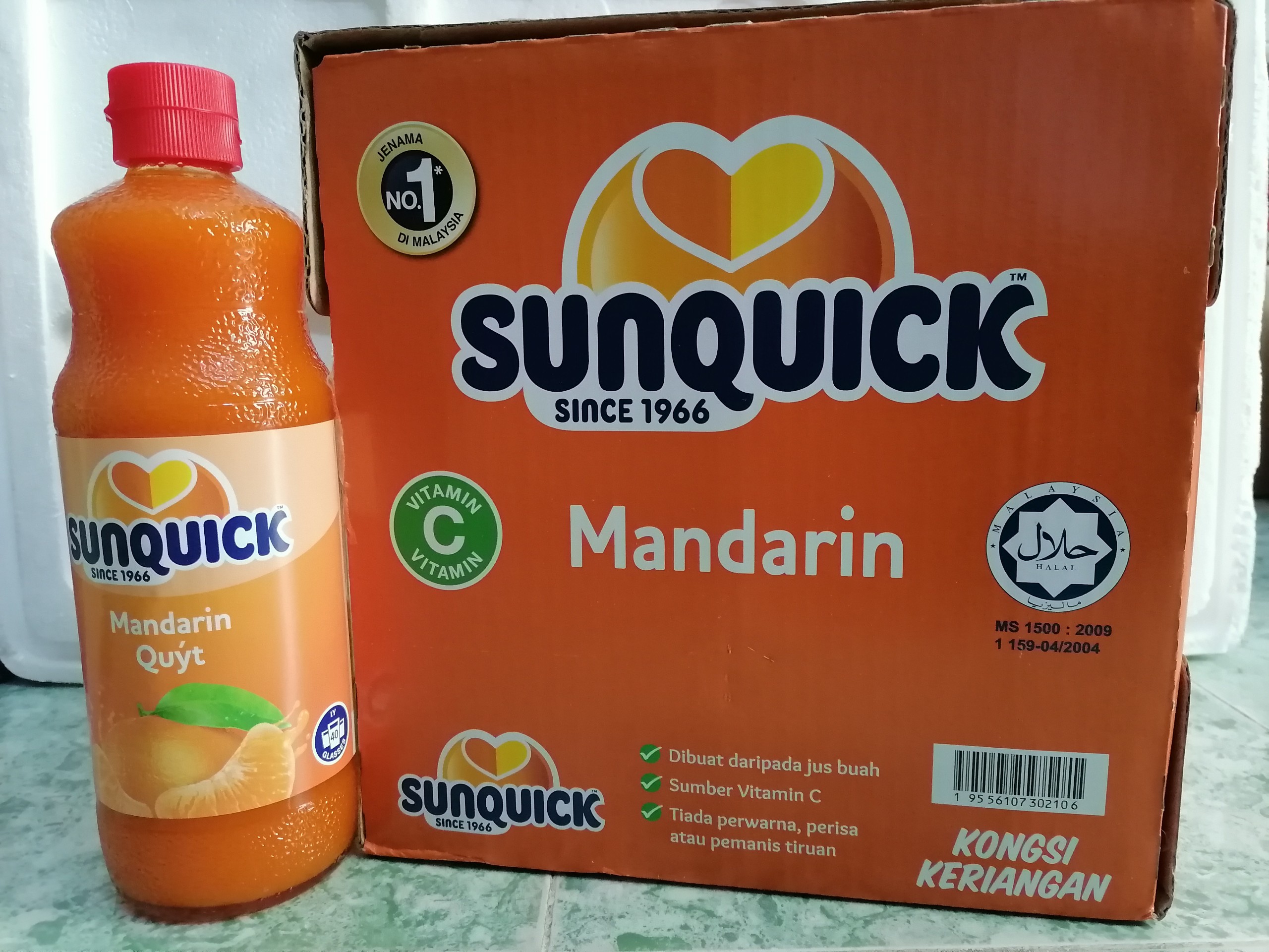 [Chai 800ml – QUÝT] NƯỚC ÉP TRÁI CÂY CÔ ĐẶC [Malaysia] SUNQUICK Mandarin Fruity and Refreshing (halal)