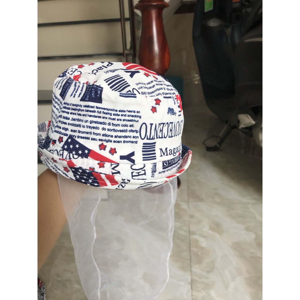 Mũ kèm khăn voan cho bé 0-6 tháng - Chống bụi