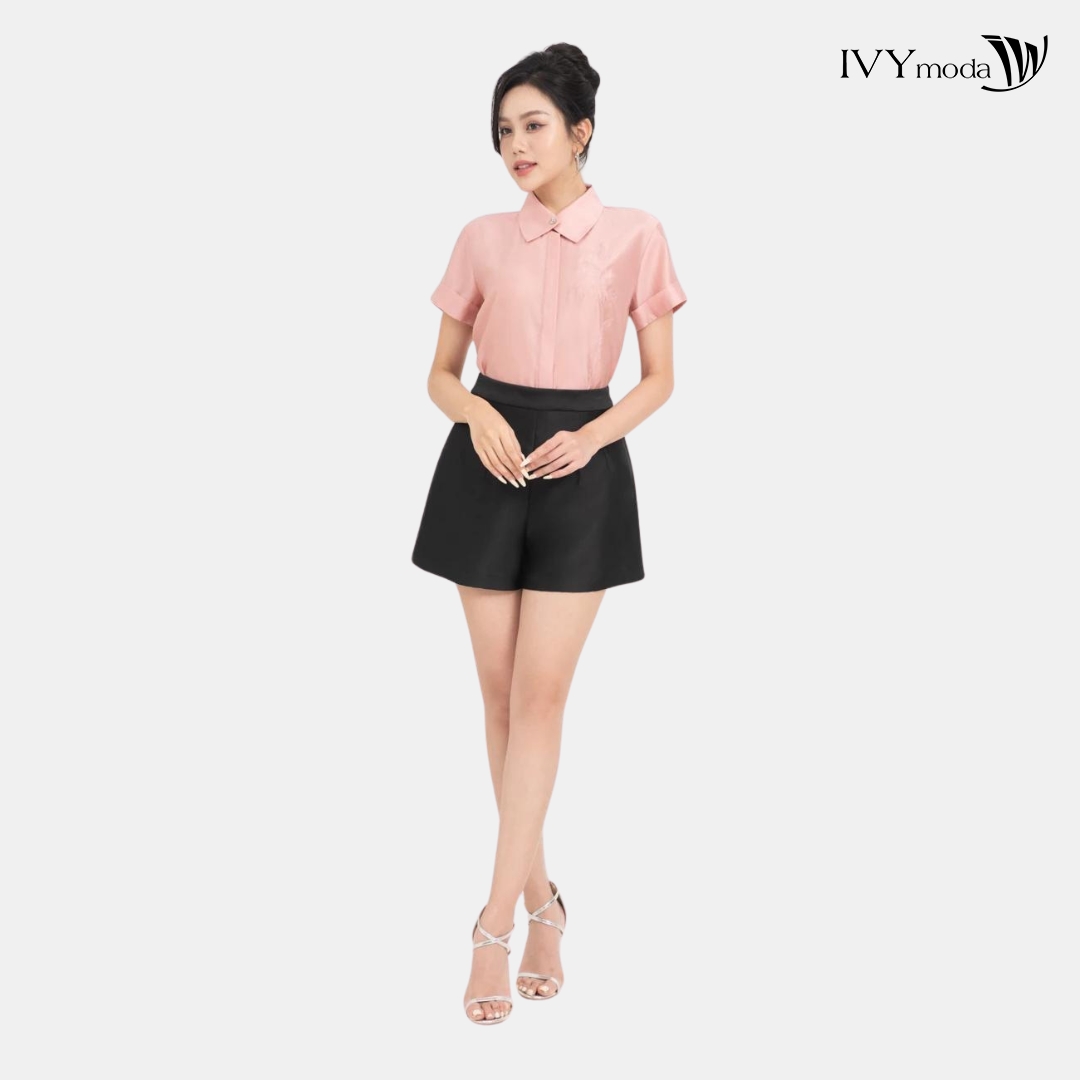 Áo sơ mi lụa thêu hoa IVY moda MS 16M7764