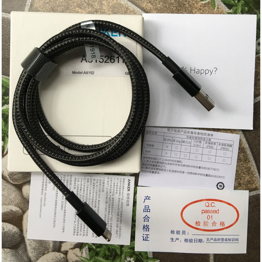 Cáp sạc nylon siêu bền lightning anker a8152 0.9m/a8153 1.8m cho iphoneipad được chứng nhận mfi