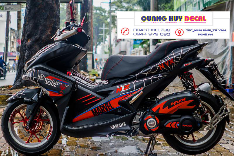 Tem trùm NVX đỏ đen nhện spider man- Độ dán team trùm decal xe máy NVX đỏ đen nhện spider man - Team trùm decal xe máy NVX rẻ đẹp và chất