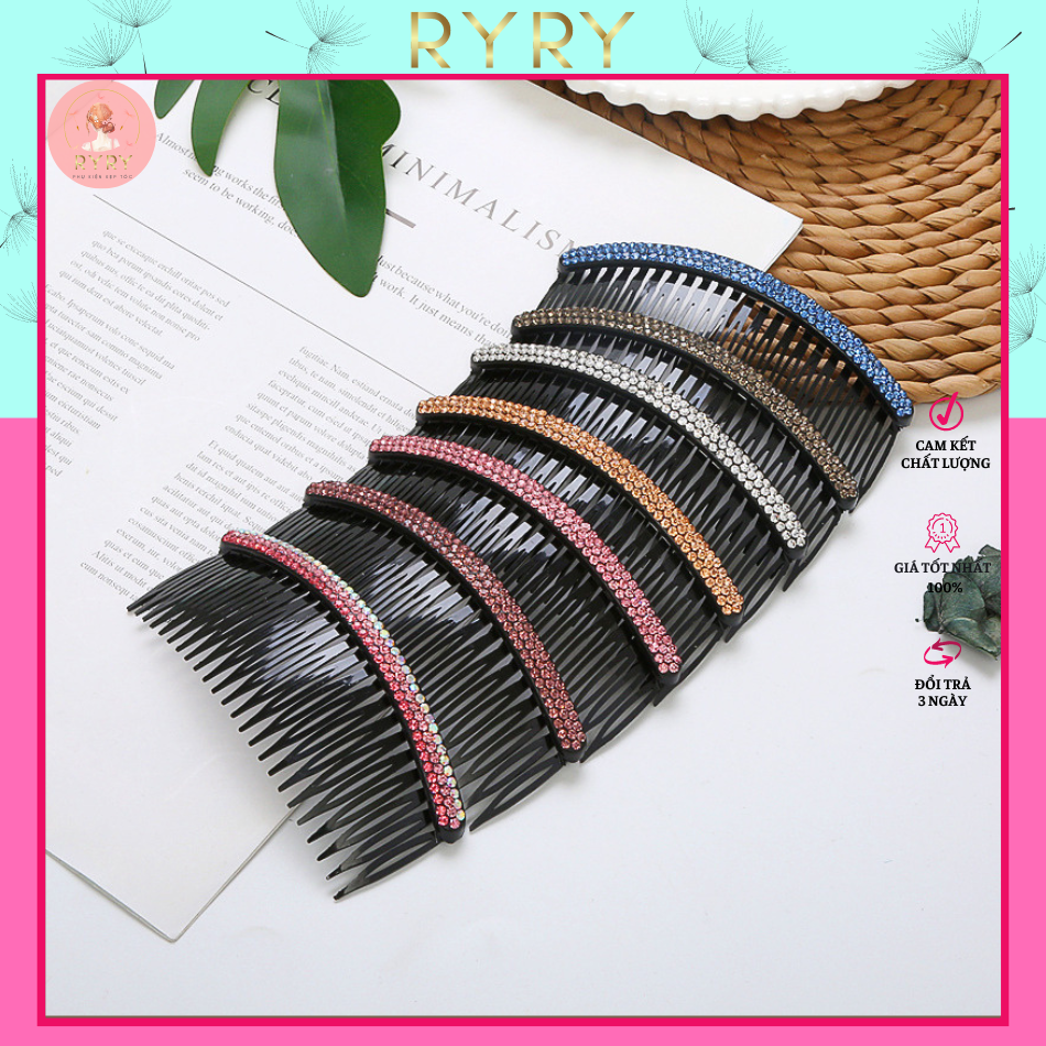 Cài Tóc Mái Nơ Đính Đá 12cm Xinh Xắn Cho Nữ