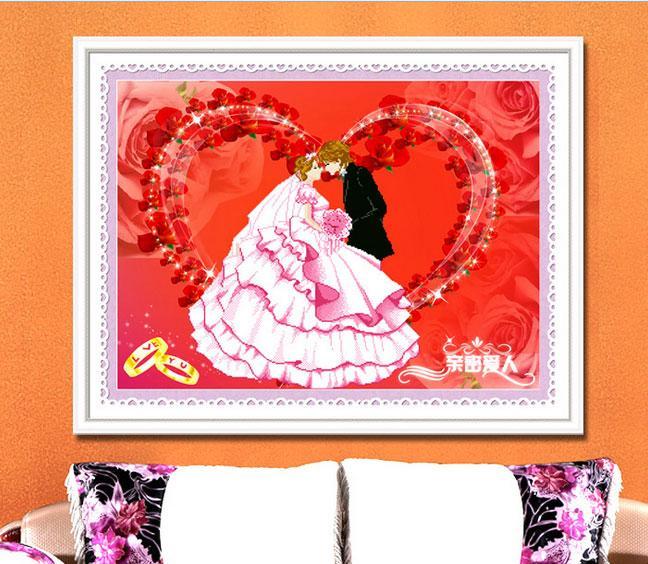 Tranh Thêu Chữ Thập 3D Tình Yêu Mật Ngọt 3D80040 (KHÁCH TỰ THÊU) KT:79X60CM