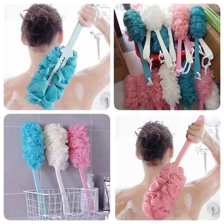 Bath Sponge with Back Scrubbing Handle