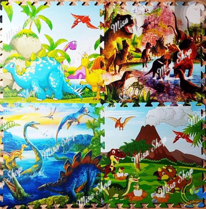 BỘ 4 TẤM THẢM XỐP LÓT SÀN KÍCH THƯỚC 60X60 CM/ TẤM HÌNH CON KHỦNG LONG