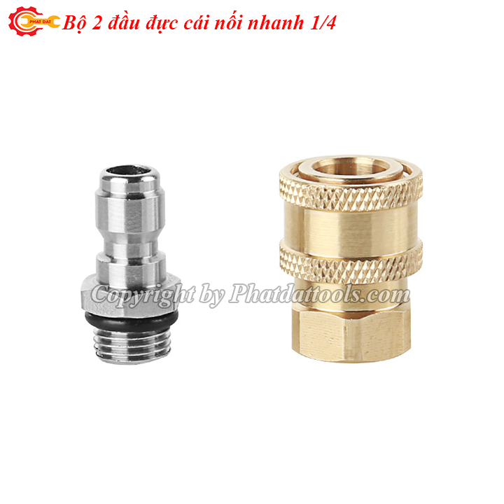 Bộ đầu đực-cái nối nhanh 1/4 ren 14mm