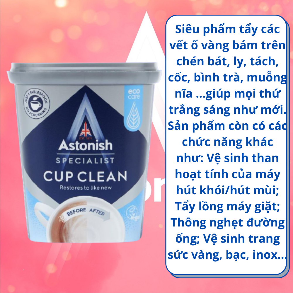 Bột tẩy cặn chè, cà phê, cặn canxi ấm siêu tốc Astonish C9630