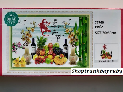 Tranh đính đá chữ phúc 77769 kích thước 70 x 50 cm