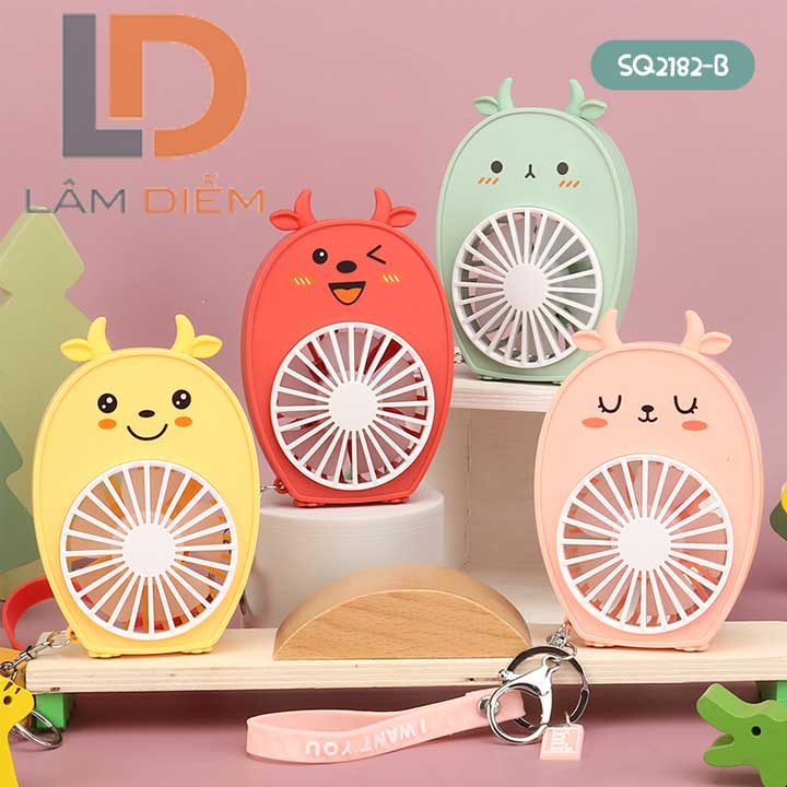 Quạt bàn pin sạc usb 2 chế độ siêu mát đôrêmon kitty