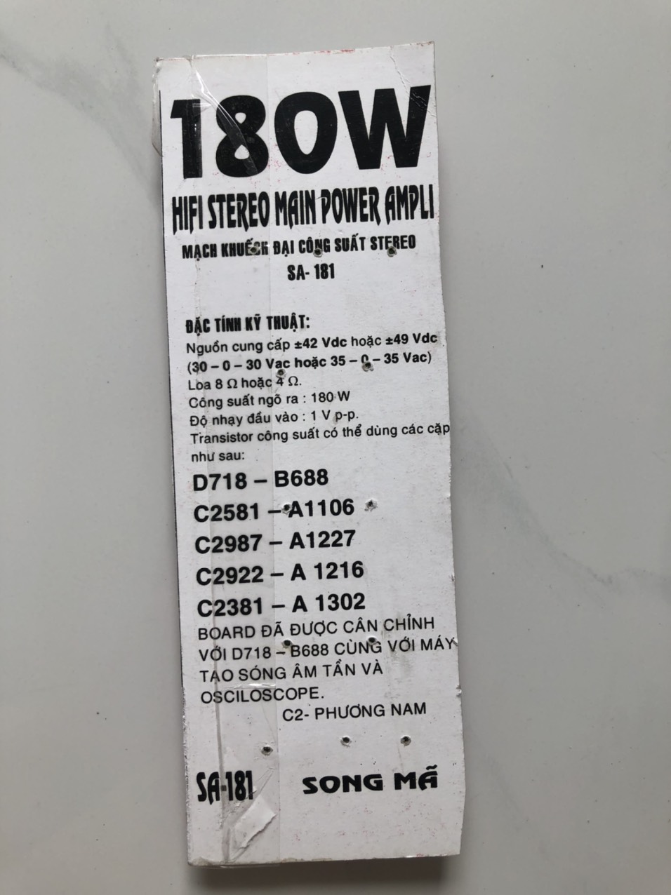 MẠCH CÔNG SUẤT AMPLY 4 SÒ 180W -2 KÊNH