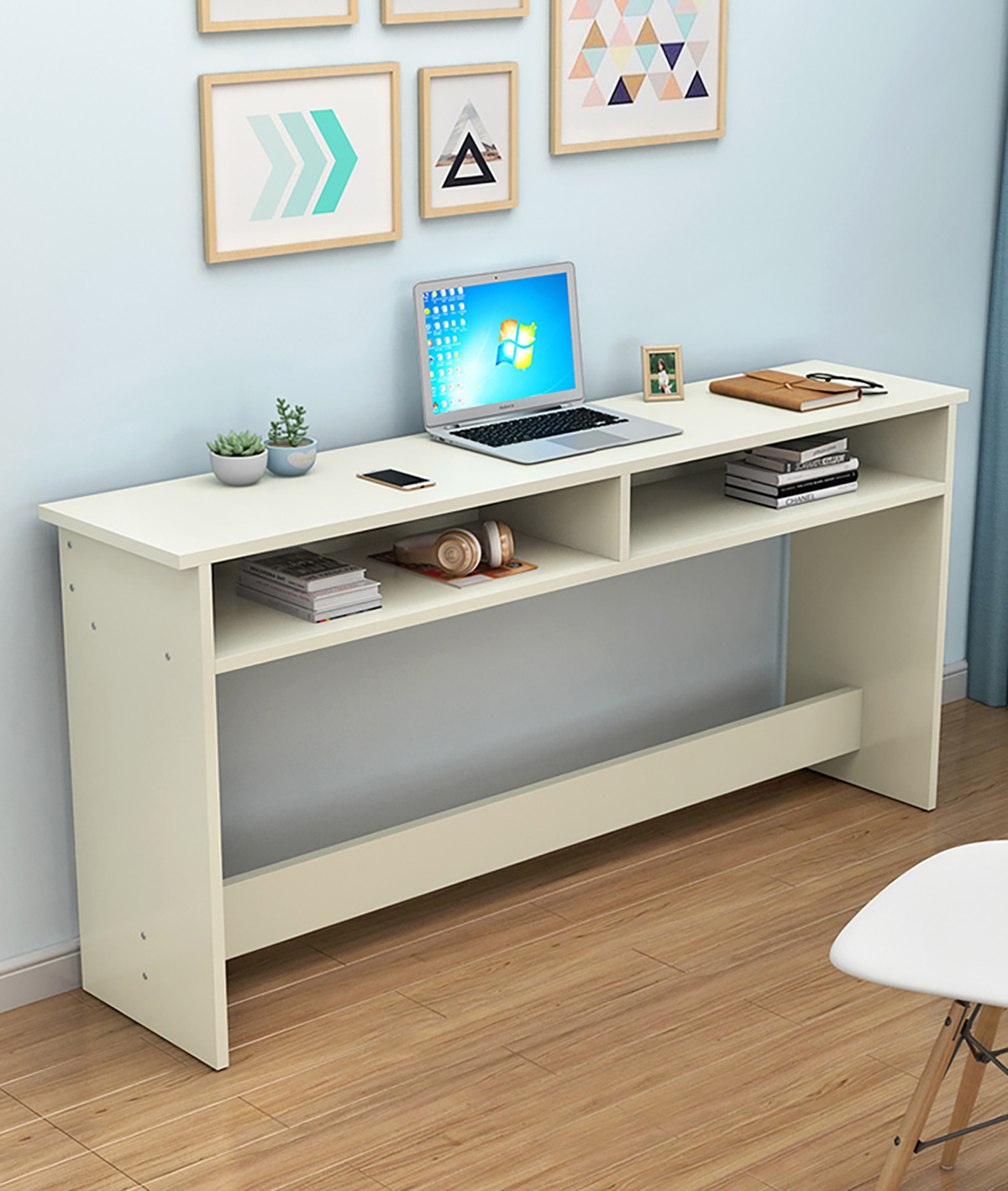 Bàn làm việc thông minh tiết kiệm không gian 2 ngăn [Ảnh thật, video] , bàn gỗ nhỏ decor cho phòng nhỏ hẹp 100x30x72cm, bàn kệ decor đa năng có 2 ngăn để đồ, bàn làm việc gỗ mdf cao cấp - bảo hành 3 năm TB005 - Saikou