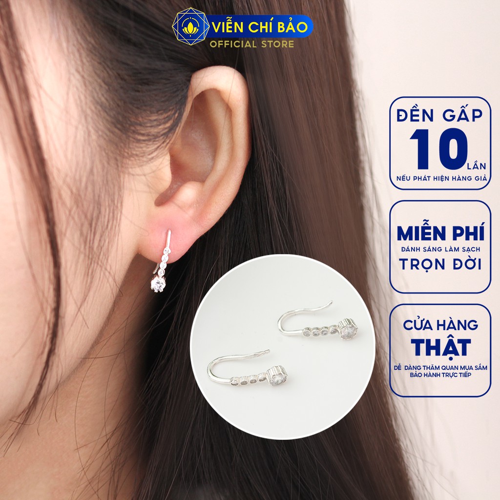 Bông tai bạc nữ móc câu lấp lánh chất liệu bạc 925 thời trang phụ kiện trang sức nữ thương hiệu Viễn Chí Bảo B400122x