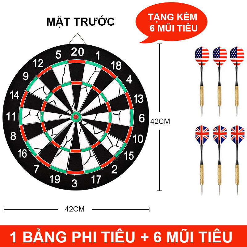Bảng Phóng Phi Tiêu 2 mặt 42cm + 6 cờ anh mỹ