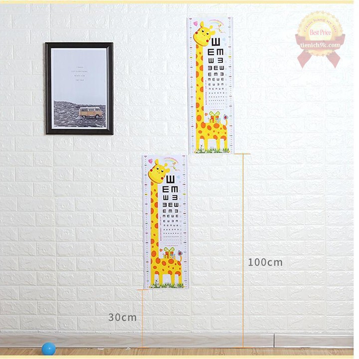 Decal dán tường đo chiều cao và đo thị lực cho bé ankids