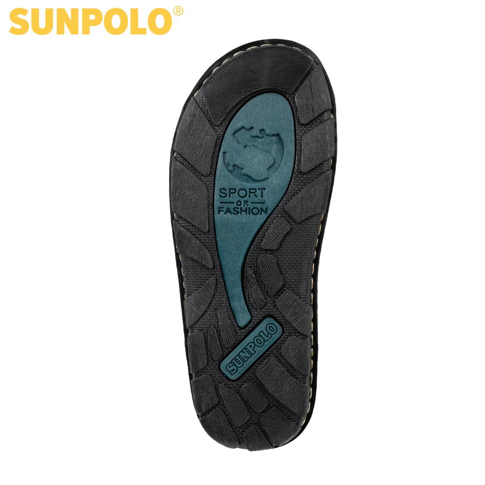 Men Leather SUNPOLO Sandals AQN001 (black)