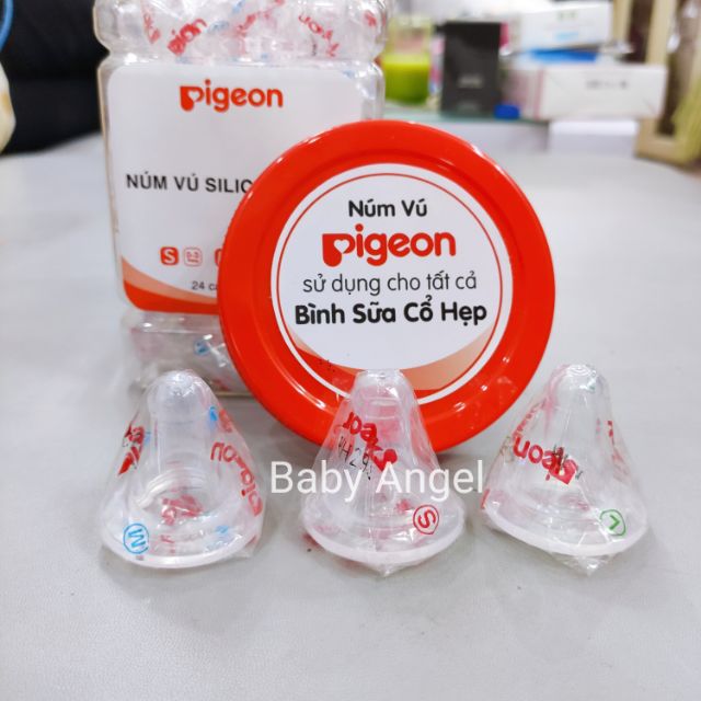() Núm ti silicone cổ hẹp Pigeon S / M / L
