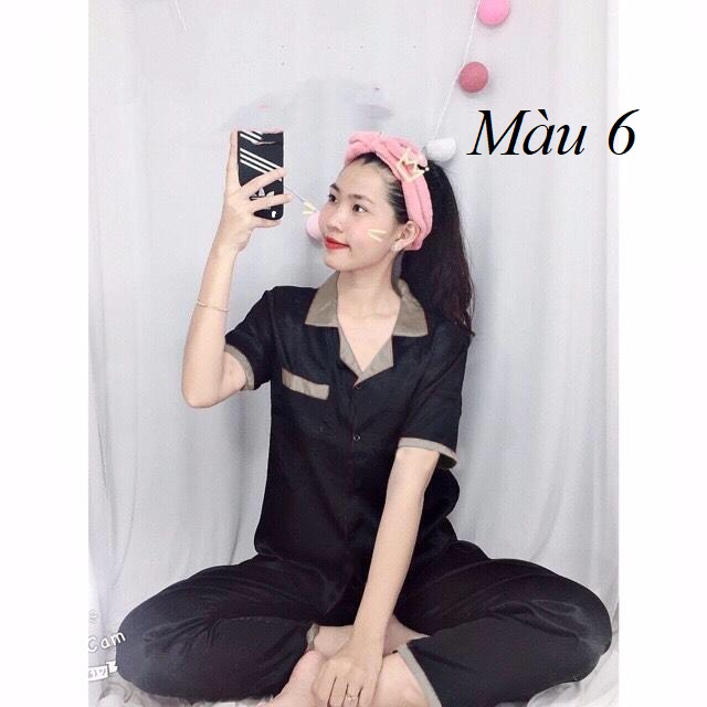 [HCM]Đồ Bộ Pijama Phi Lụa Phối Quần dài Cao Cấp - Dưới 65kg- 018