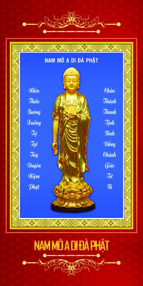 Tranh Phật Kim Sa Phật A Di Đà 40x80cm
