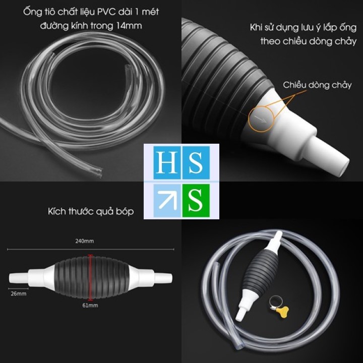 Dụng cụ bơm hút nước, chất lỏng đa năng kèm 2 khóa (Dài 100cm)