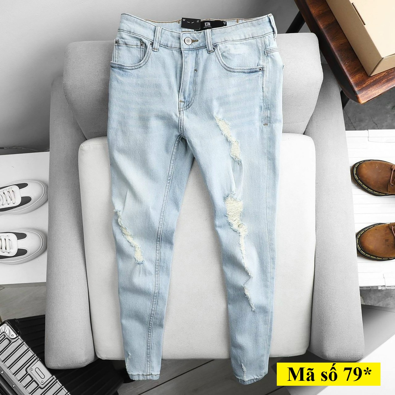 Quần jean nam rách màu xanh cao cấp hàn quốc, chất liệu jean mềm, dày dặn, co giãn tốt, chuẩn men siêu rẻ và đẹp (size 28-34) Menshopps QJ919