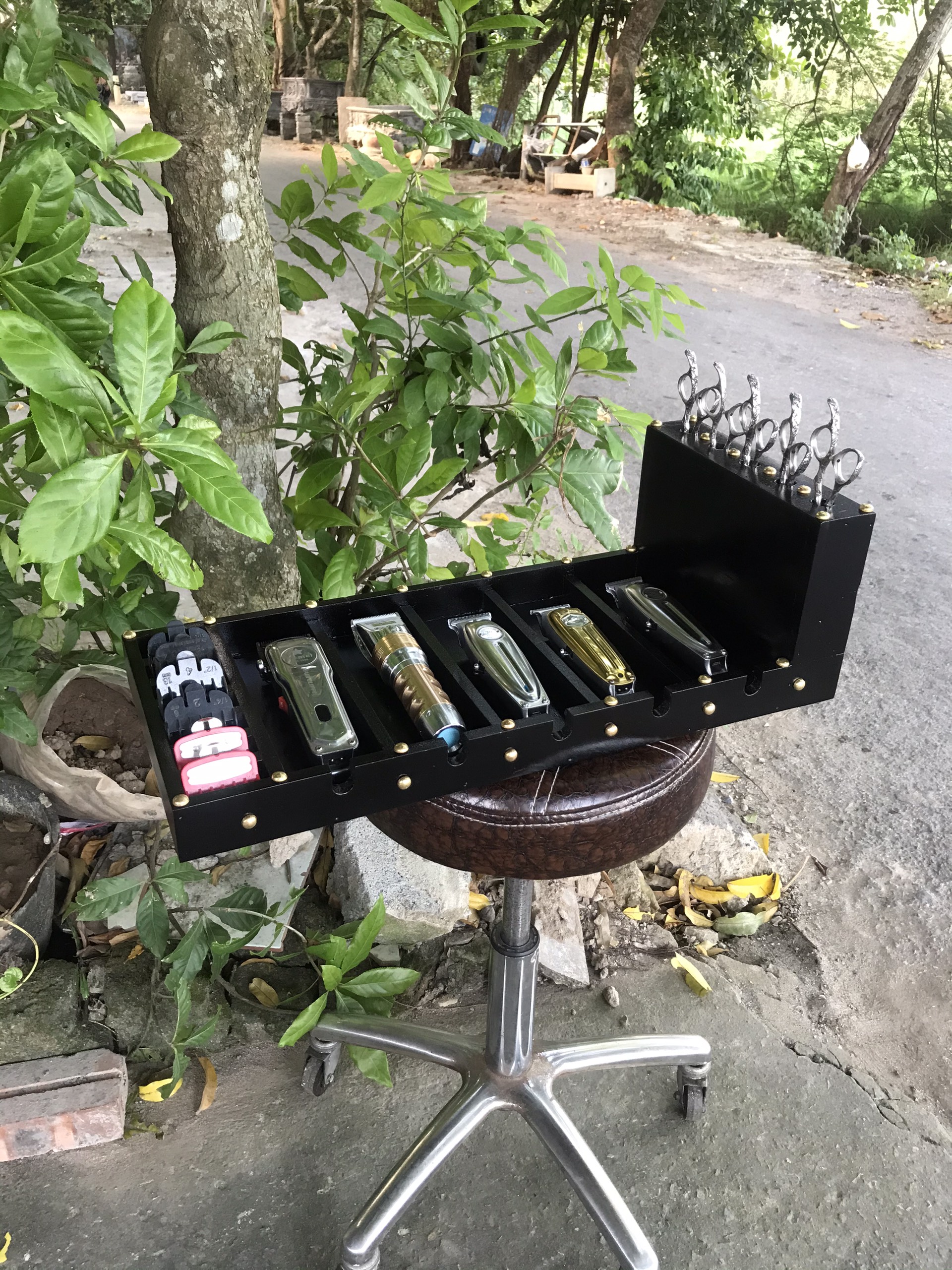 khay gỗ đựng tông đơ