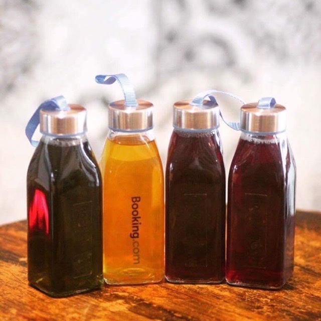 COMBO 6 CHAI THỦY TINH TRÀ VUÔNG 350ML NẮP DÂY ĐỰNG SINH TỐ, CAFE, NƯỚC ÉP, SỮA HẠT