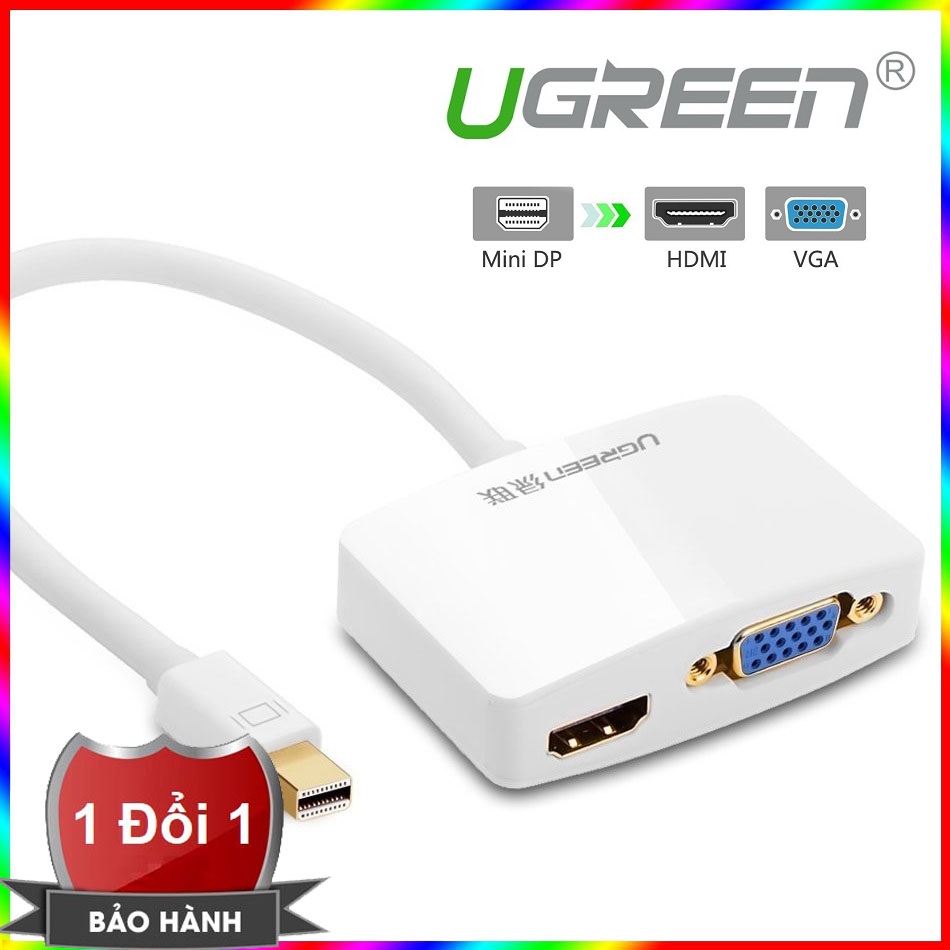 Bộ chuyển Mini Displayport to VGA/HDMI Adapter Ugreen (Trắng)