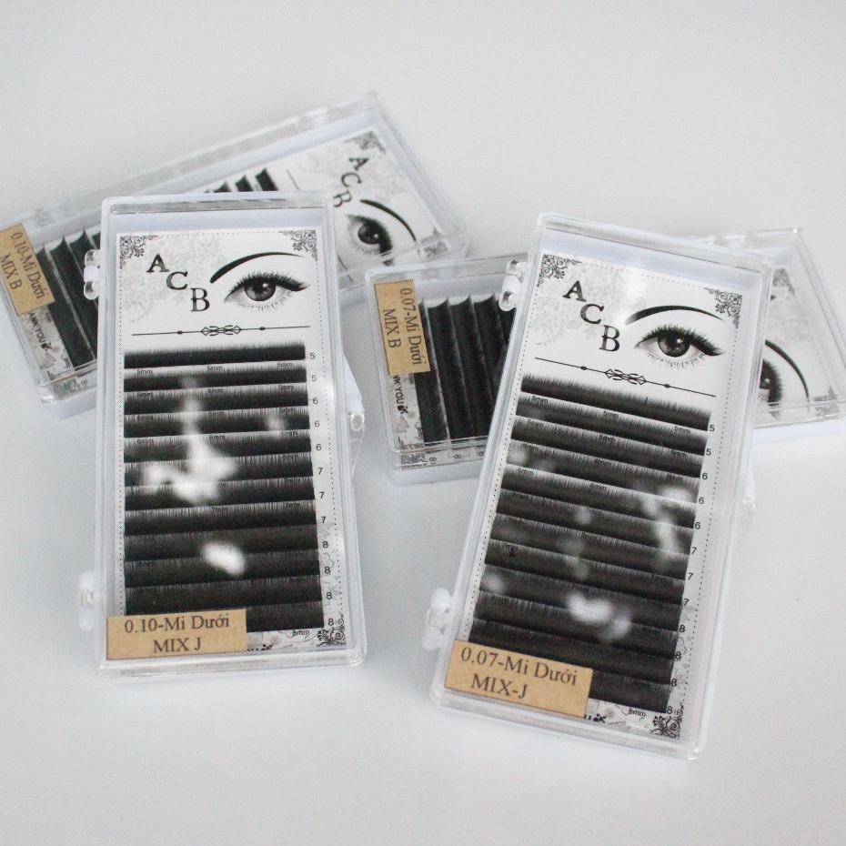 Mi dưới mix size 5-6-7-8mm cong J_B \ dày 0.07-0.10_nối tự nhiên,bắt keo tốt_dụng cụ nối mi_Thúy Hà