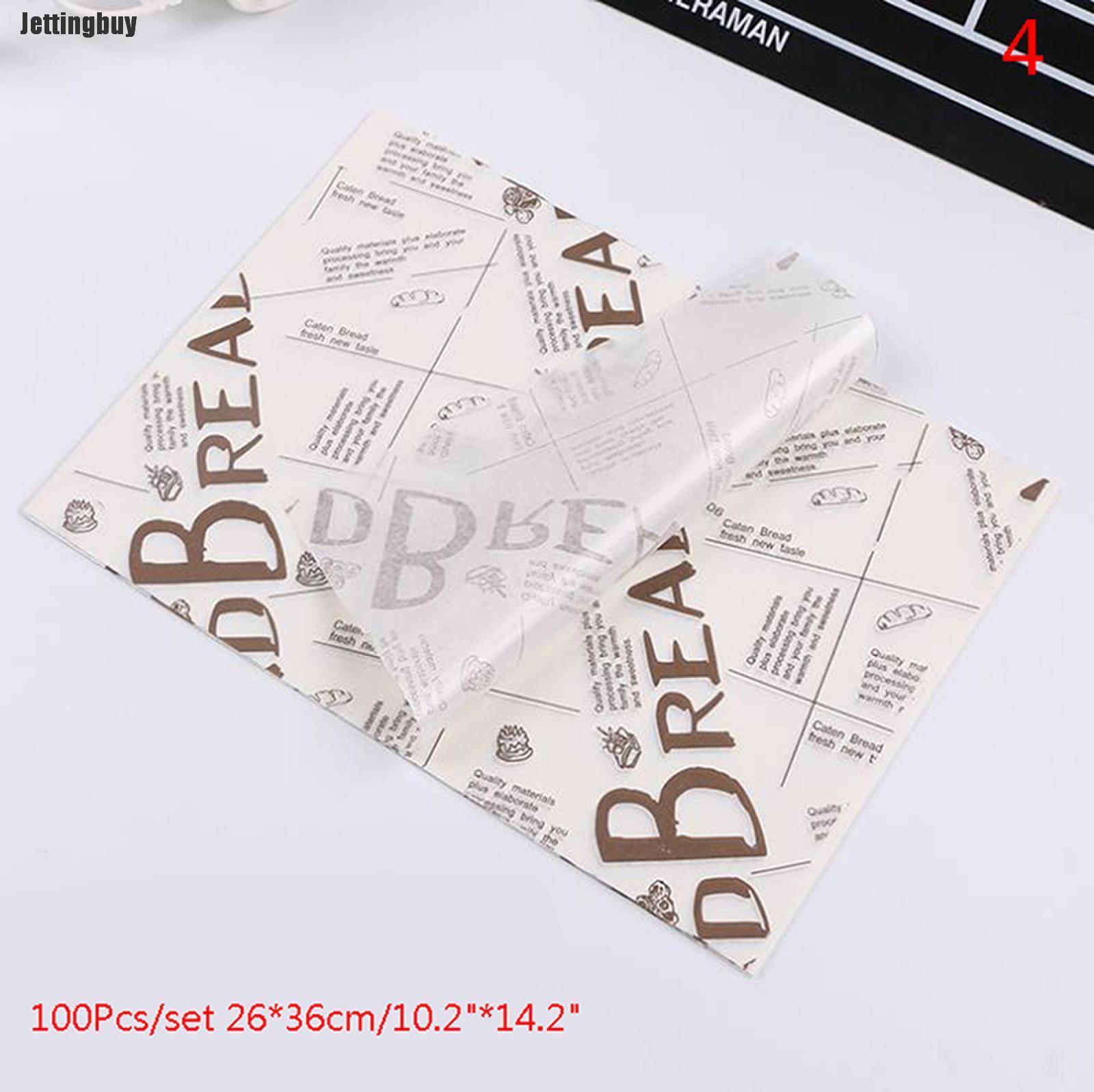 Jettingbuy 100Pcs Baking Sandwich Hamburger Wrappers Bread Oil-Paper Wax Paper Nonstick