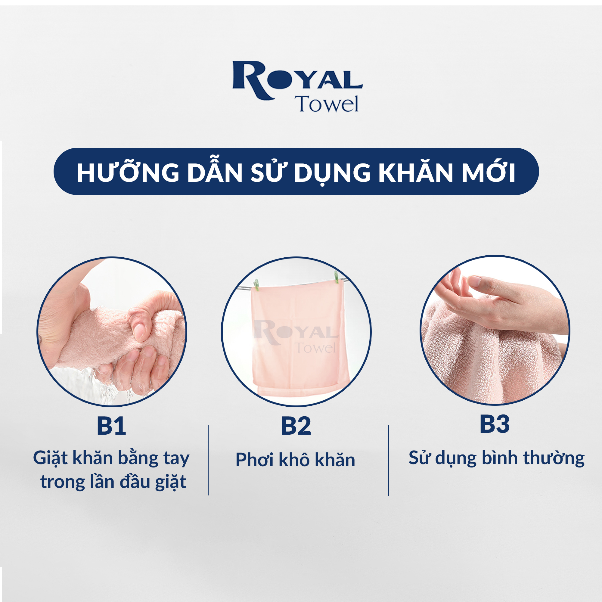 Khăn Tắm Khăn Gội Đầu Khăn Lau Mặt ROYAL TOWEL Dùng Cho Gia Đình Spa Khách Sạn 100% Cotton Thấm Hút Không Ra Màu