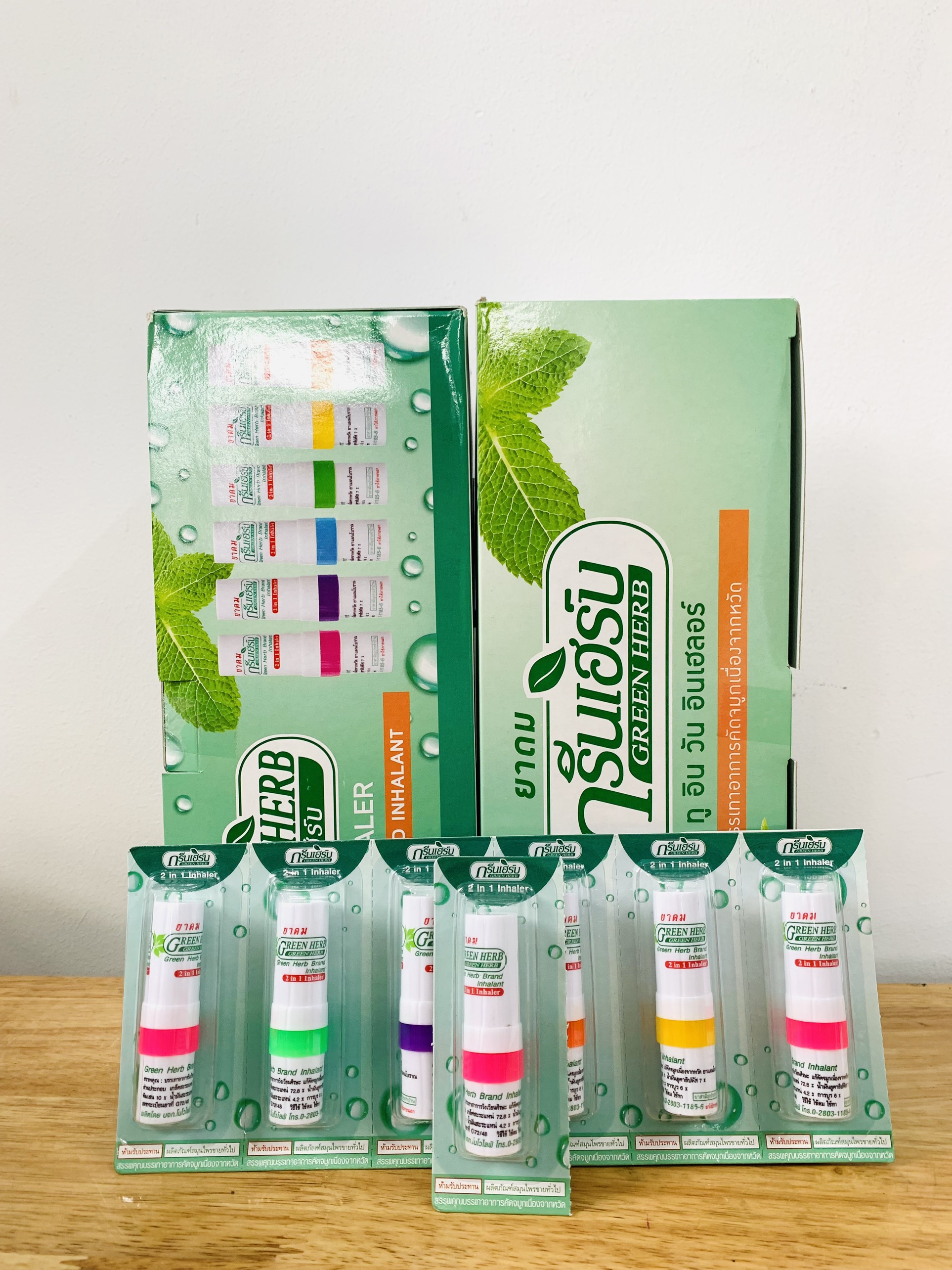 [Combo 1 Vỉ] 6 Ống hít thông mũi 2 đầu Green Herb Thái Lan