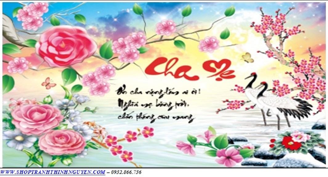 Tranh đính đá ơn cha mẹ -yn5403