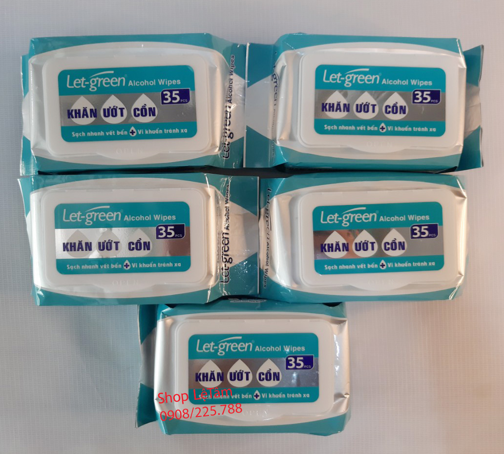 Khăn ướt cồn Let-green 35 miếng/bao