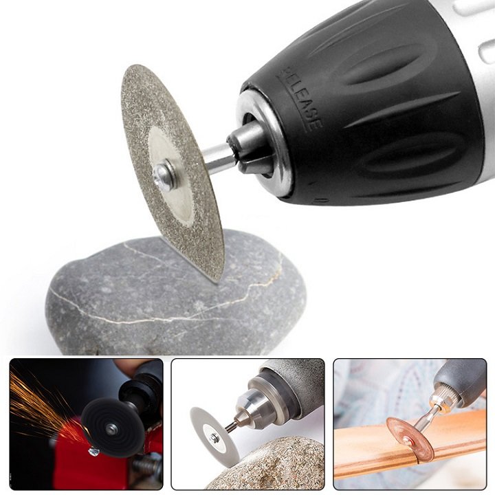 1 BỘ. ĐĨA CẮT. LOẠI NHỎ ĐƯỜNG KÍNH 60mm, KÈM CỐT 3mm. Thích hợp để cắt đá quý, ngọc bích, sắt mỏng, thủy tinh mỏng, - TH932