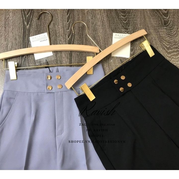 Quần baggy nữ 4 cúc bấm