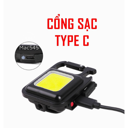 Đèn Pin Móc Khóa Mini Siêu Sáng Đèn LED Mini Bỏ Túi Sạc Type C