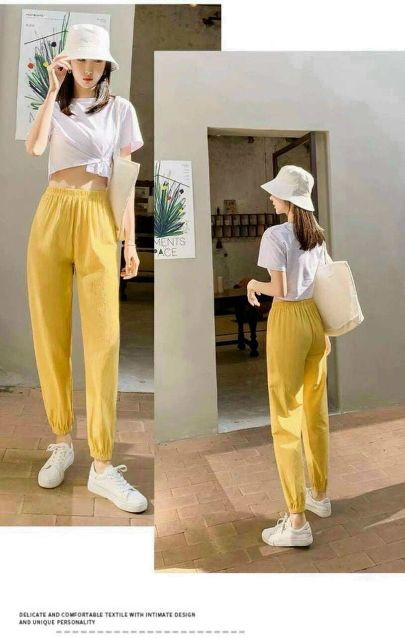 Quần đũi nữ  dài cạp chun bo gấu
