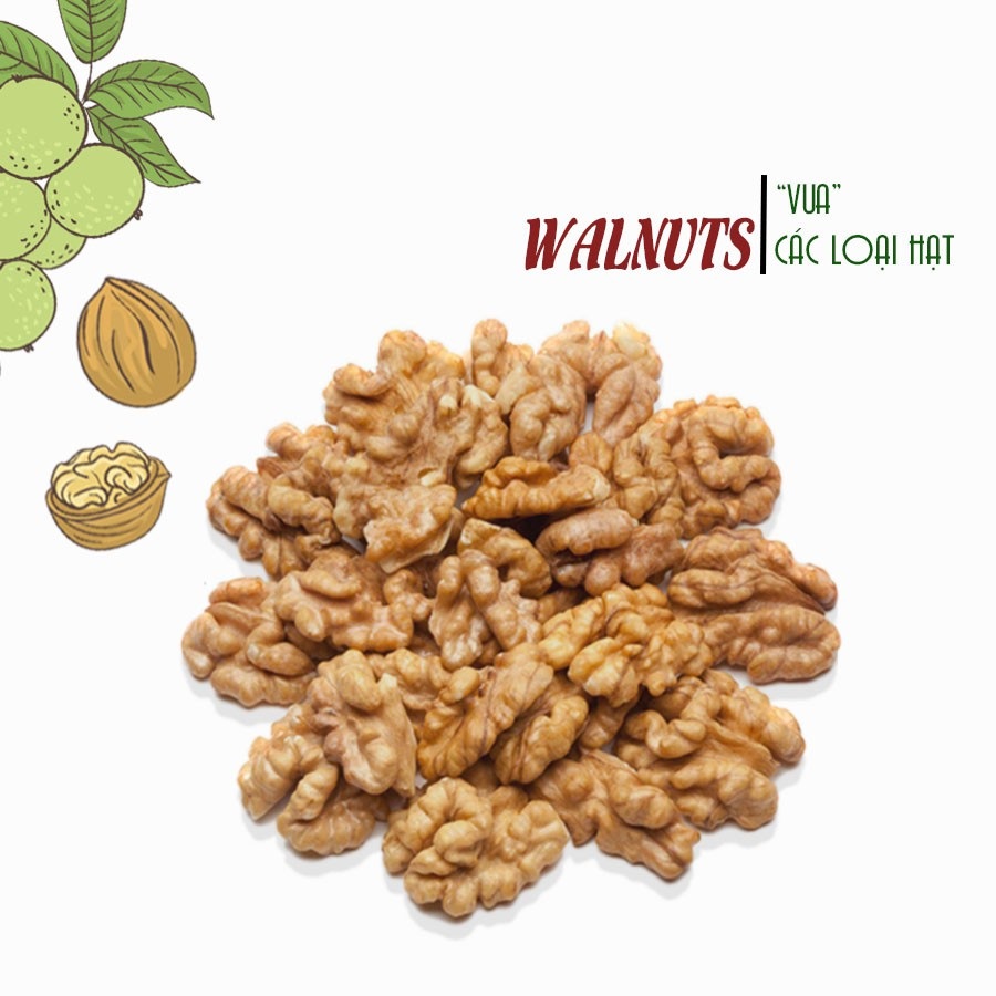 [ TẶNG 25GRAM HẠT CHIA ÚC ] Hạt Óc Chó vàng tách vỏ NK Mỹ - Quả óc chó Mỹ túi 500g - HẠT ÓC CHÓ VÀNG CHANDLER TÁCH VỎ - walnuts