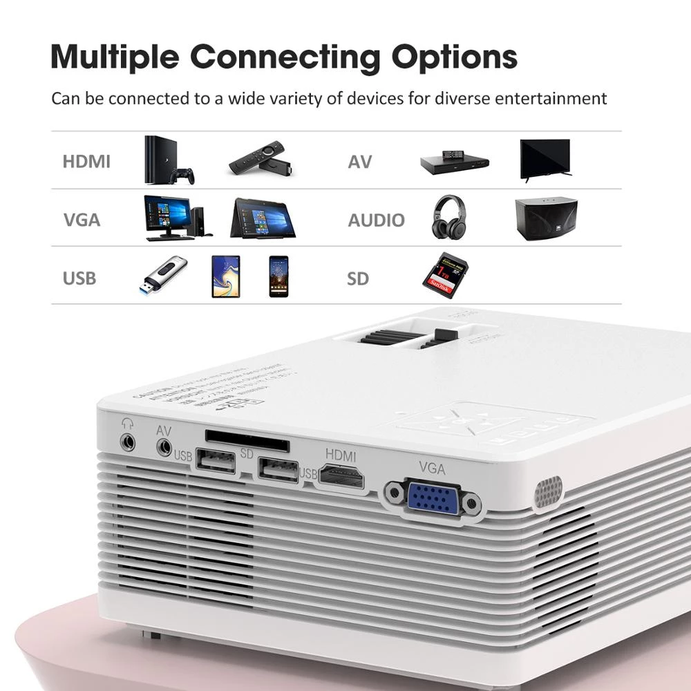 Máy Chiếu Mini Gia Đình FullHD 1080, Máy Chiếu Project Mini, Máy Chiếu Mini, Máy Chiếu Không Cần Màn Chất Lượng Cao, Máy Chiếu KooGold Kết Nối Wifi, Âm Thanh Chân Thực, Hình Ảnh Sắc Nét, Độ Phân Giải Cao, Ảnh To Và Rộng - Bảo Hành 1 Đổi  Bảo Hành 12 Tháng