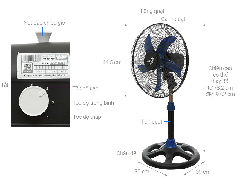 Quạt lửng Asia VY538990-55W