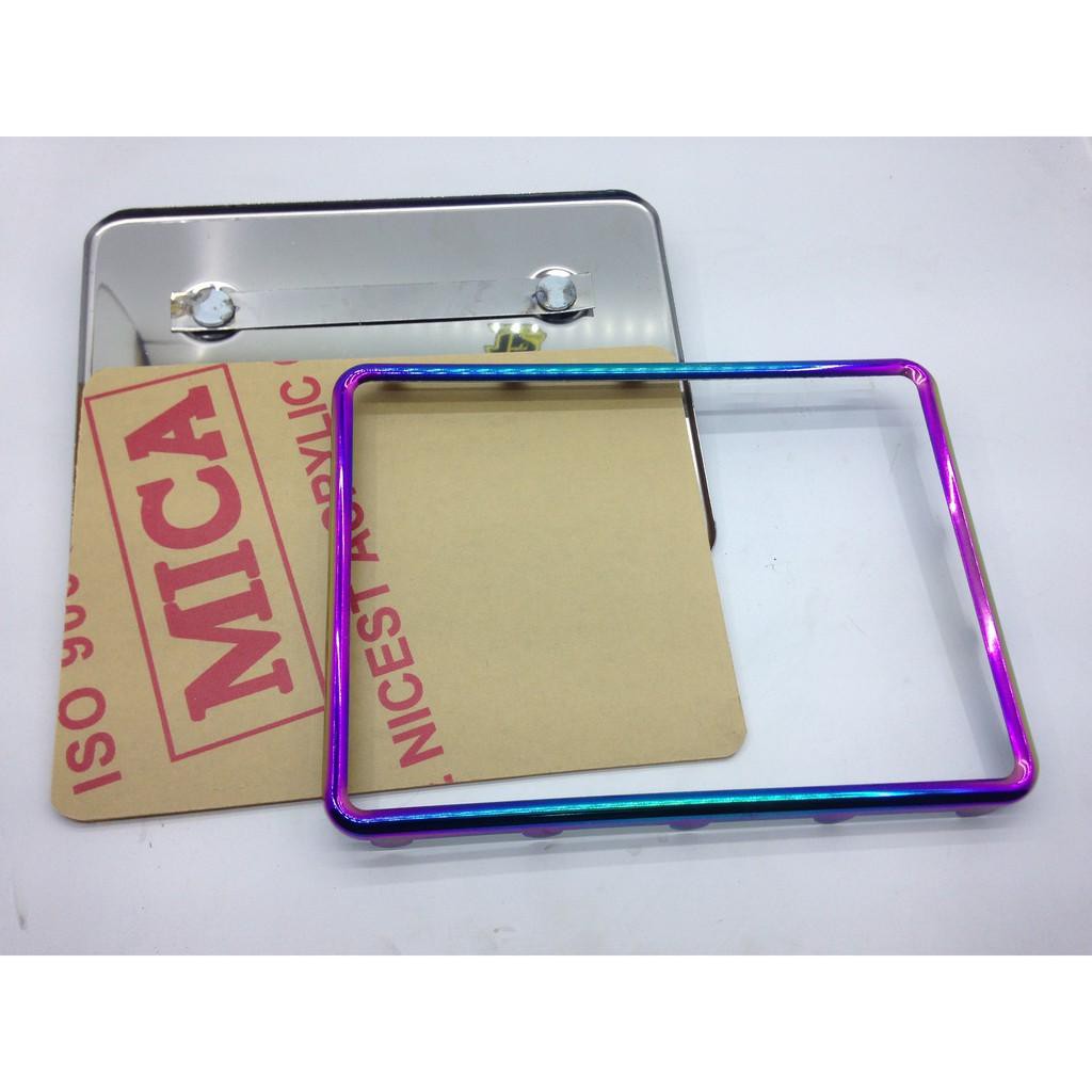 Ốp biển số Inox xi titan 7 màu Gắn mọi loại xe gắn máy (Gồm 3 món Ốp inox sau,Meca,Viền 7 màu) Quốc Bảo