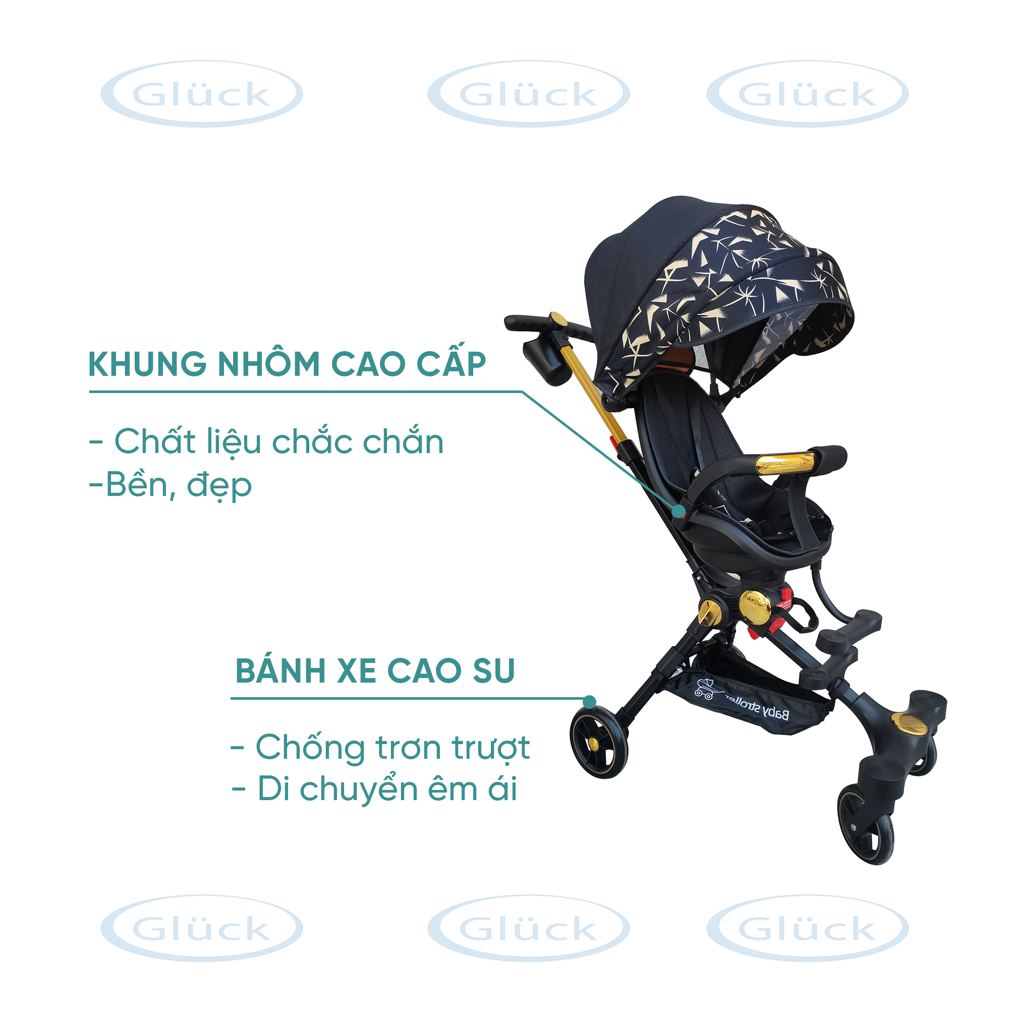 Xe nôi đẩy mini cho bé Gluck Baby G8