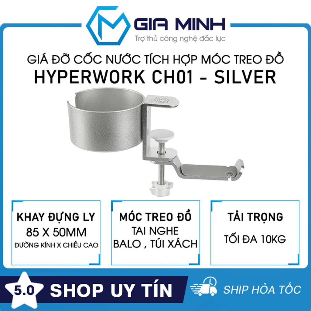 Giá Đỡ Cốc Nước Tích Hợp Móc Treo Đồ HyperWork CH01