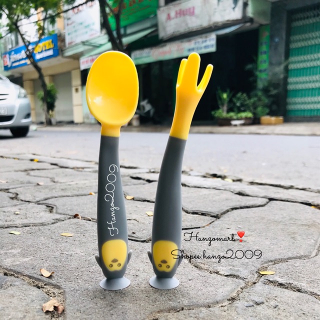 Set Thìa Nĩa Dĩa Tập Xúc Uốn Cong/Dẻo Cao Cấp ( Có Hộp)