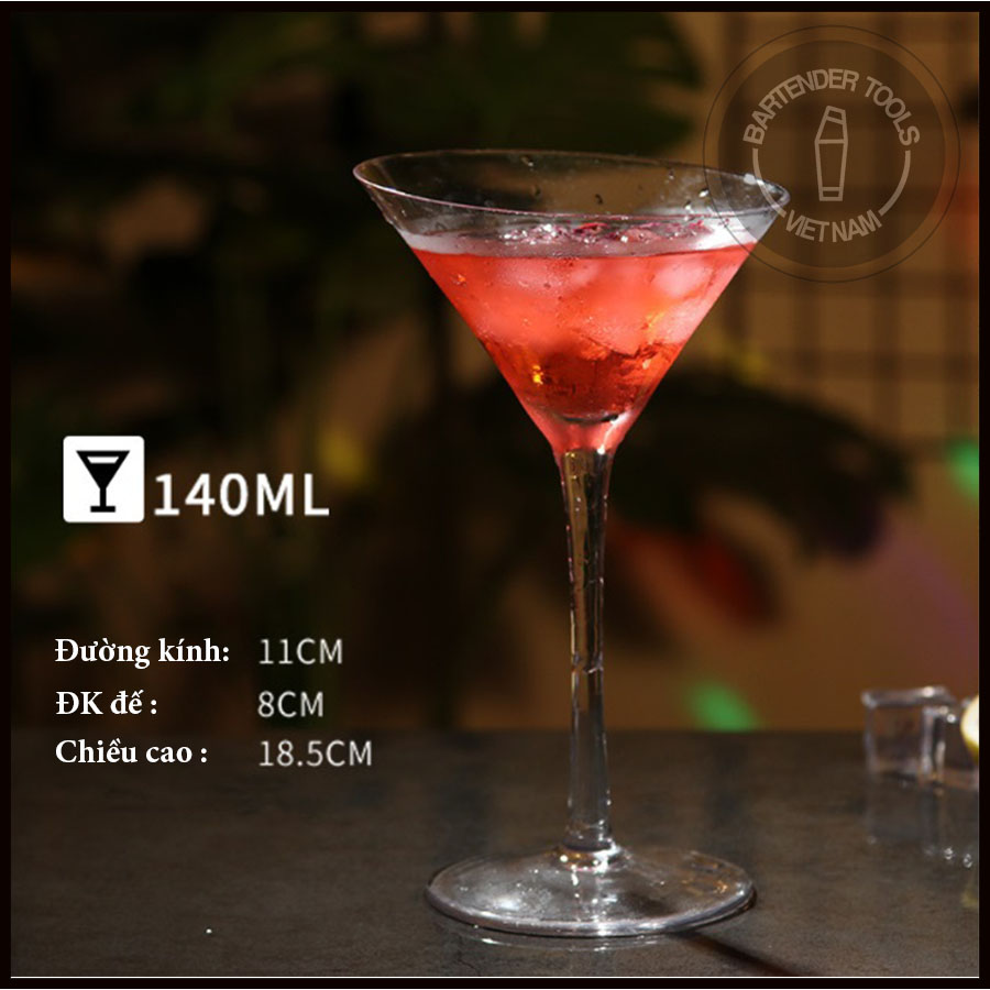 Martini glass cocktail- Ly cocktail miệng chéo   Dụng cụ bartender