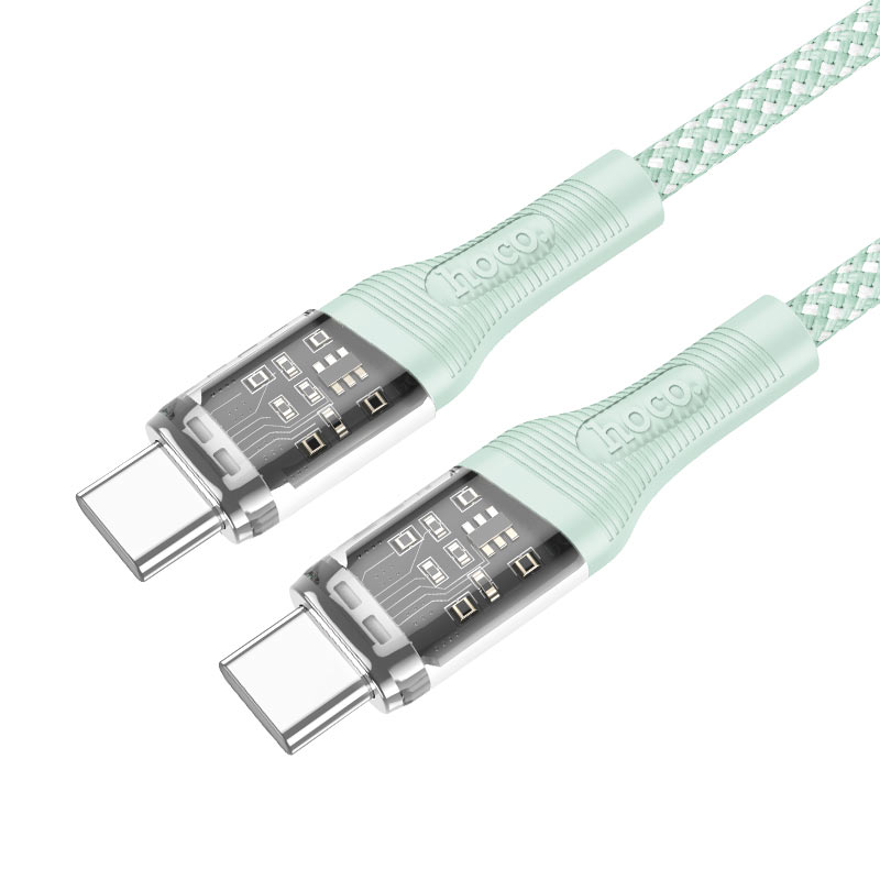 Cáp sạc nhanh 60W Hoco U111 Type-C to Type-C dây dù 1.2m (xanh)