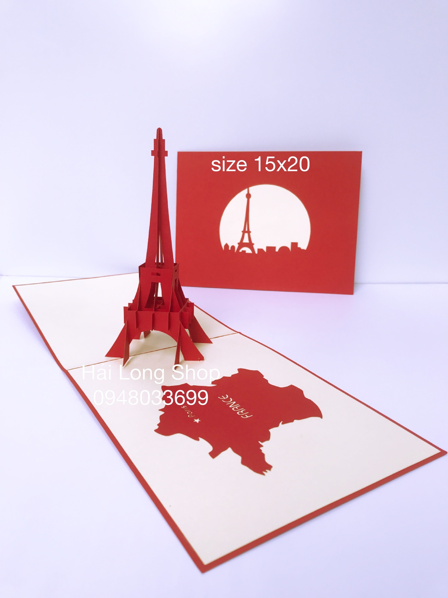 Tháp Eiffel ( Pháp ) - France  - Thiệp 3D (size 15x20)