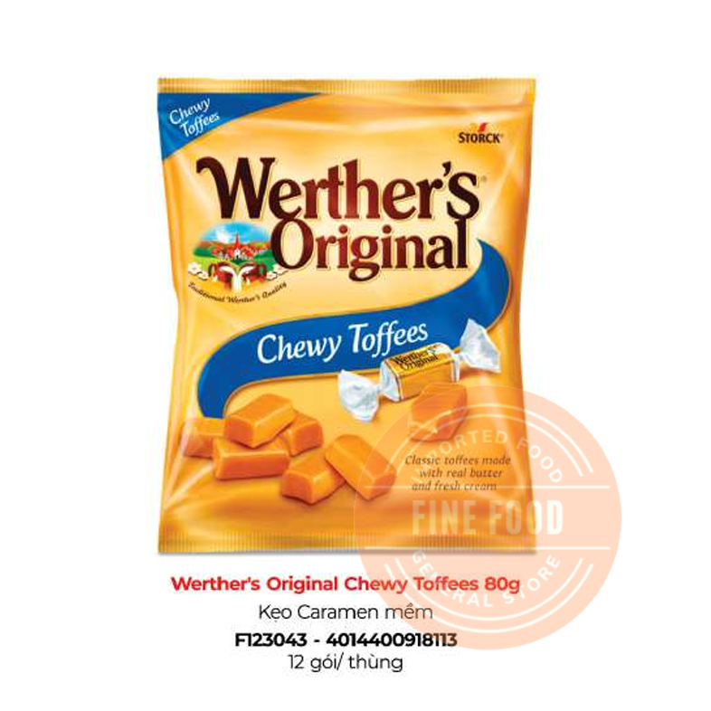 Kẹo caramen mềm chewy toffee hiệu Werther s Original 80g