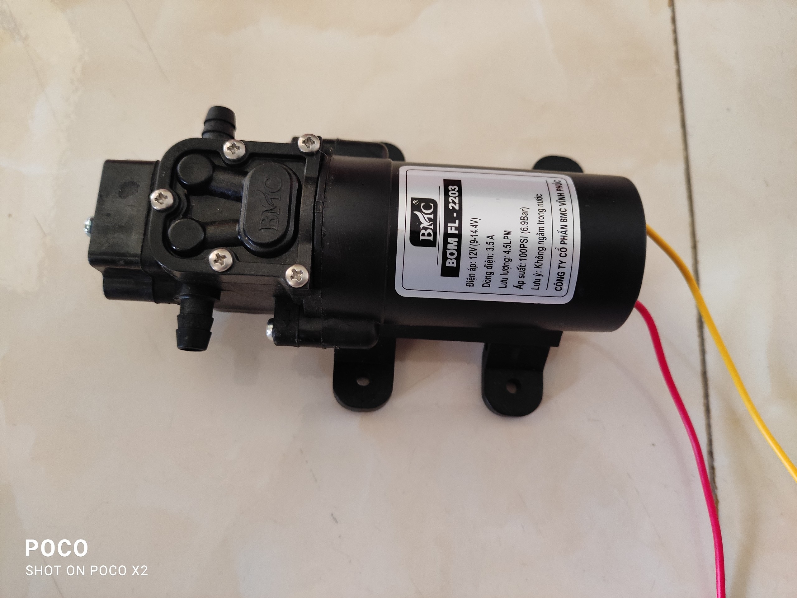 Máy bơm tăng áp mini 12V BMC, máy bơm mini 12V/42W